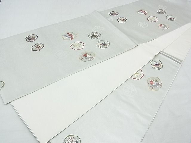 平和屋着物◎六通柄袋帯 唐織 赤富士双鶴吉祥 金糸 引箔 逸品 BAAE9700ns