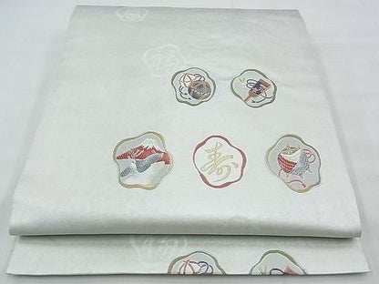 平和屋着物◎六通柄袋帯 唐織 赤富士双鶴吉祥 金糸 引箔 逸品 BAAE9700ns
