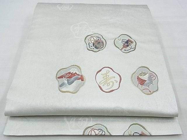 平和屋着物◎六通柄袋帯 唐織 赤富士双鶴吉祥 金糸 引箔 逸品 BAAE9700ns