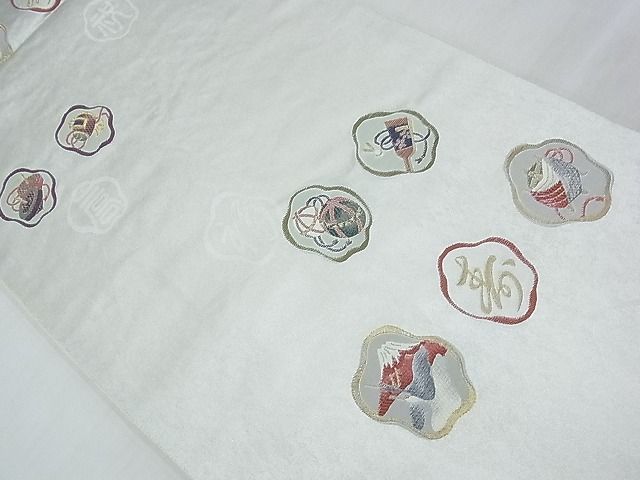 平和屋着物◎六通柄袋帯 唐織 赤富士双鶴吉祥 金糸 引箔 逸品 BAAE9700ns
