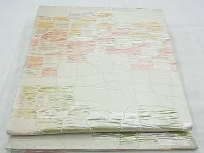 平和屋着物◎六通柄袋帯 石畳文様 銀糸 逸品 BAAE9713ns