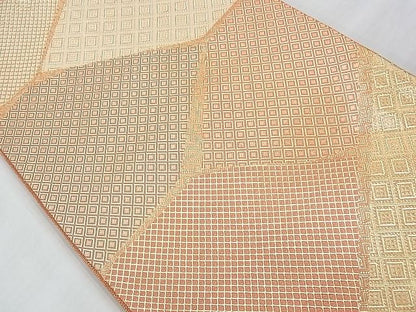 平和屋着物◎佐賀錦 六通柄袋帯 切嵌文様 金糸 逸品 BAAE9718ns