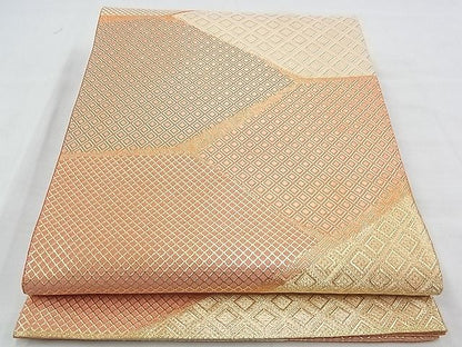 平和屋着物◎佐賀錦 六通柄袋帯 切嵌文様 金糸 逸品 BAAE9718ns