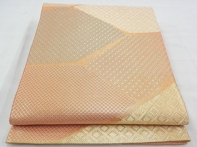 平和屋着物◎佐賀錦 六通柄袋帯 切嵌文様 金糸 逸品 BAAE9718ns