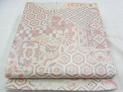 平和屋着物◎新佐賀錦 六通柄袋帯 花鳥文 金銀糸 逸品 BAAE9726ns