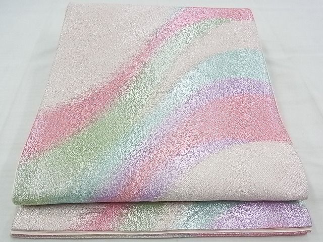 平和屋着物◎六通柄袋帯 霞文 銀彩 逸品 BAAE9739ns