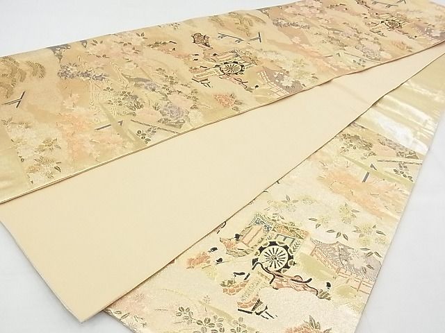 平和屋着物◎佐賀錦 六通柄袋帯 唐織 人物風景花文 金糸 逸品 BAAE9746ns
