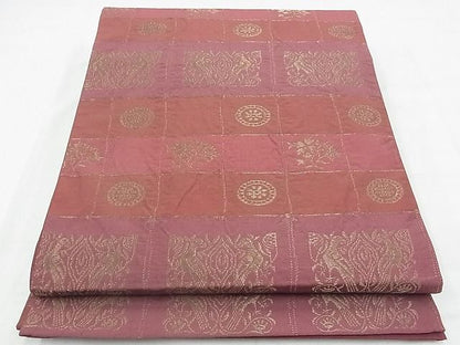平和屋着物◎六通柄袋帯 横段花鳥文 金糸 逸品 BAAE9755ns