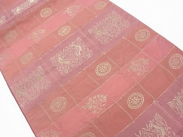 平和屋着物◎六通柄袋帯 横段花鳥文 金糸 逸品 BAAE9755ns