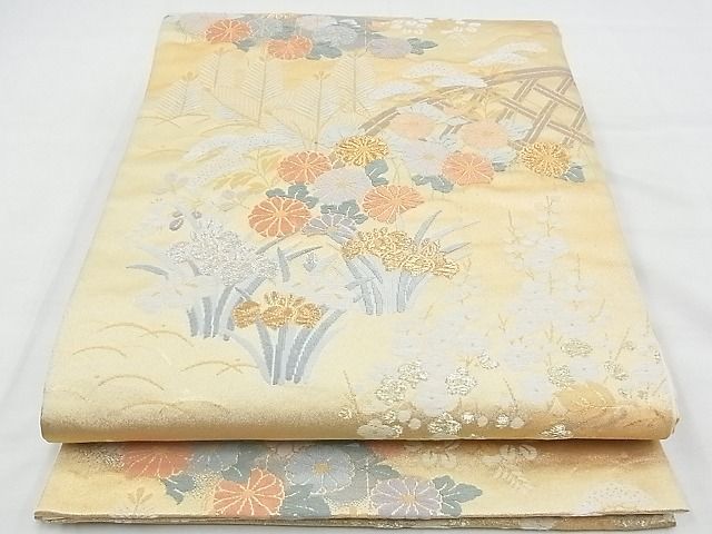 平和屋着物◎六通柄袋帯 唐織 嵯峨野春秋 金銀糸 逸品 BAAE9758ns