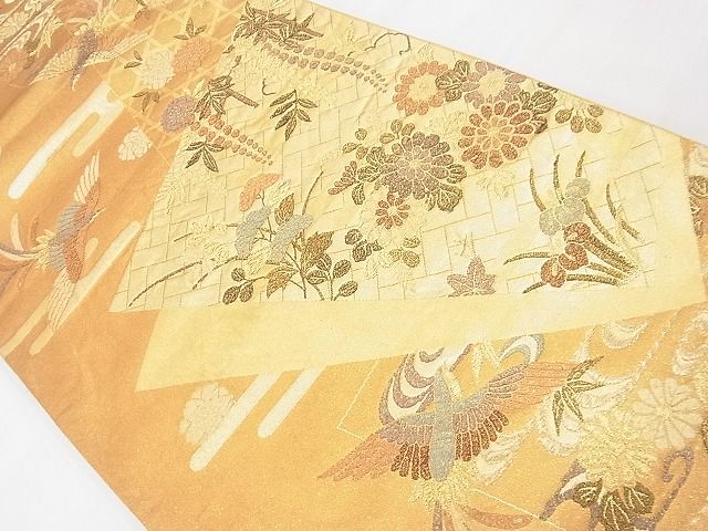 平和屋着物◎六通柄袋帯 花鳥文 金糸 逸品 BAAE9771ns