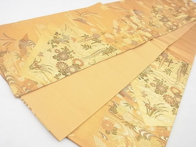 平和屋着物◎六通柄袋帯 花鳥文 金糸 逸品 BAAE9771ns