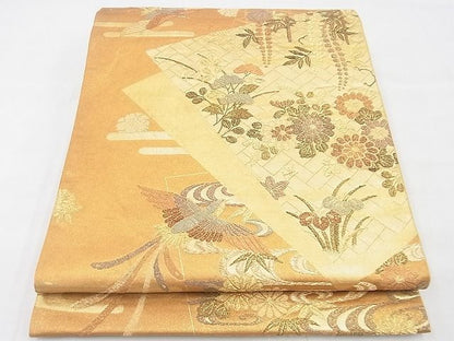 平和屋着物◎六通柄袋帯 花鳥文 金糸 逸品 BAAE9771ns