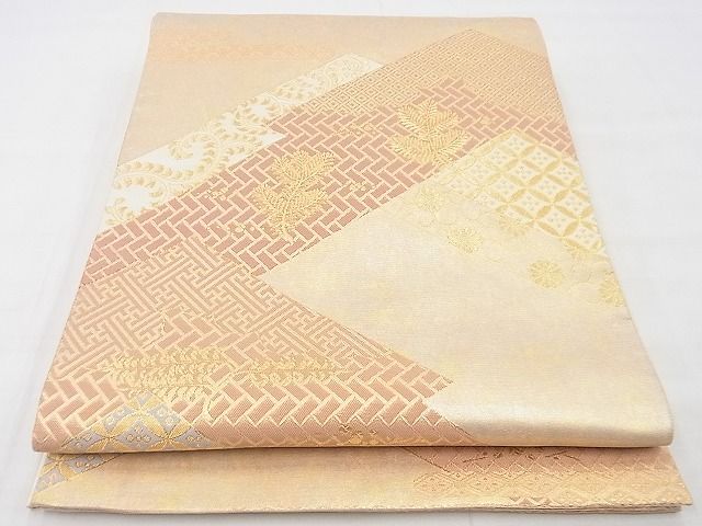 平和屋着物◎六通柄袋帯 松皮菱花文 金糸 引箔 逸品 BAAE9779ns