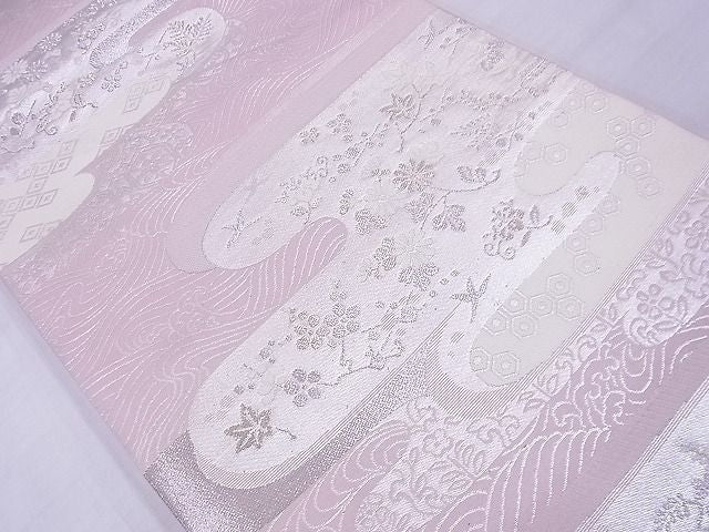 平和屋着物◎六通柄袋帯 唐織 エ霞花文 金銀糸 逸品 BAAE9782ns