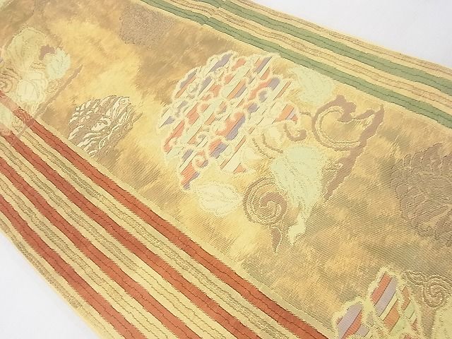 平和屋着物◎六通柄袋帯 草花文 金糸 逸品 BAAE9788ns