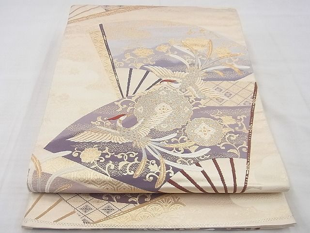 平和屋着物◎六通柄袋帯 唐織 扇面有職錦彩文 金糸 逸品 BAAE9796ns