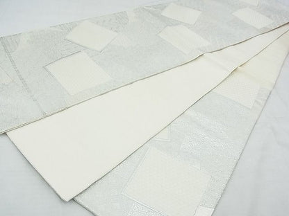 平和屋着物◎六通柄袋帯 唐織 色紙吉祥花文 銀糸 逸品 BAAF7048ns
