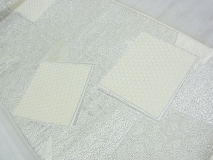 平和屋着物◎六通柄袋帯 唐織 色紙吉祥花文 銀糸 逸品 BAAF7048ns