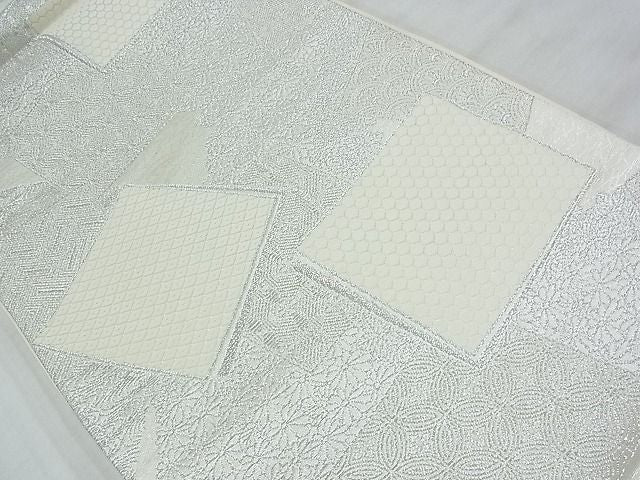 平和屋着物◎六通柄袋帯 唐織 色紙吉祥花文 銀糸 逸品 BAAF7048ns