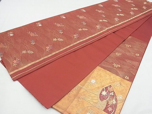 平和屋着物◎太鼓柄袋帯 唐織 式部相文歌 金糸 金彩 逸品 BAAF7063ns