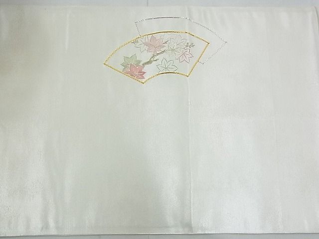 平和屋着物◎太鼓柄袋帯 駒刺繍 地紙重ね鳳凰花文 銀糸 逸品 BAAF7076ns