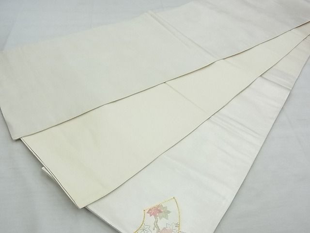 平和屋着物◎太鼓柄袋帯 駒刺繍 地紙重ね鳳凰花文 銀糸 逸品 BAAF7076ns