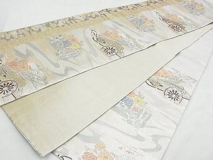 平和屋着物◎佐賀錦 六通柄袋帯 花車文 金銀糸 逸品 BAAF7081ns
