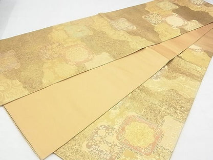 平和屋着物◎六通柄袋帯 色紙重ね花鳥文 金糸 引箔 逸品 BAAF7099ns