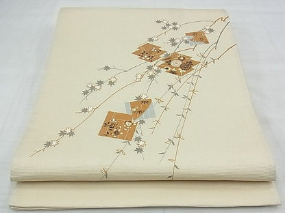 平和屋着物◎太鼓柄袋帯 手描き 松皮菱花文 金彩 逸品 BAAF7100ns