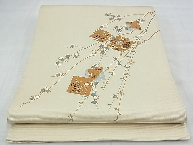 平和屋着物◎太鼓柄袋帯 手描き 松皮菱花文 金彩 逸品 BAAF7100ns