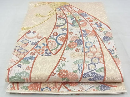 平和屋着物◎六通柄袋帯 熨斗目四季鴛鴦文 金糸 逸品 BAAF7123ns