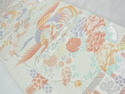平和屋着物◎六通柄袋帯 唐織 瑞鳥乃花園 金銀糸 逸品 BAAF7127ns