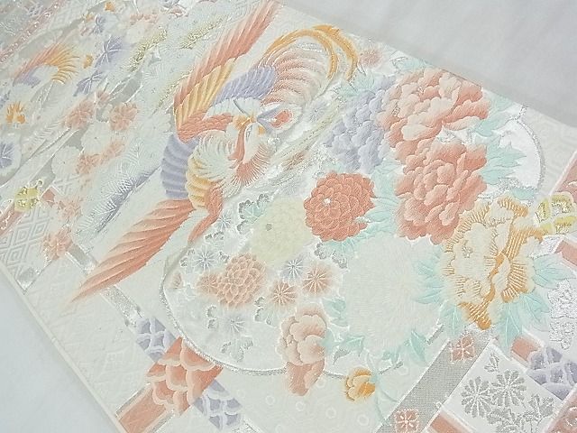 平和屋着物◎六通柄袋帯 唐織 瑞鳥乃花園 金銀糸 逸品 BAAF7127ns