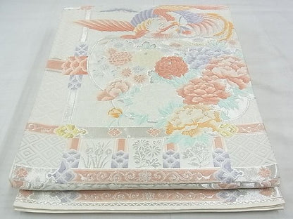 平和屋着物◎六通柄袋帯 唐織 瑞鳥乃花園 金銀糸 逸品 BAAF7127ns