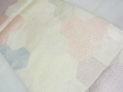 平和屋着物◎六通柄袋帯　毘沙門亀甲　銀糸　逸品　BAAF7126ns