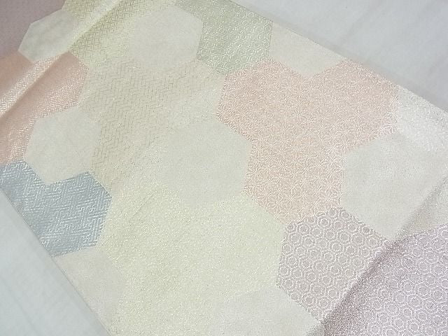 平和屋着物◎六通柄袋帯　毘沙門亀甲　銀糸　逸品　BAAF7126ns