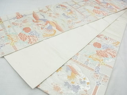 平和屋着物◎六通柄袋帯 唐織 瑞鳥乃花園 金銀糸 逸品 BAAF7127ns