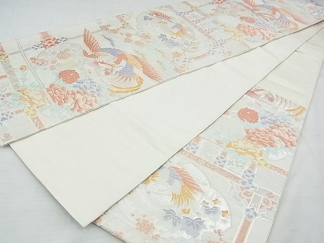 平和屋着物◎六通柄袋帯 唐織 瑞鳥乃花園 金銀糸 逸品 BAAF7127ns