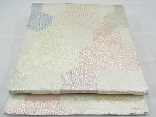 平和屋着物◎六通柄袋帯　毘沙門亀甲　銀糸　逸品　BAAF7126ns