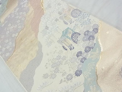 平和屋着物◎六通柄袋帯 唐織 御所車花文 金銀糸 逸品 BAAF7134ns