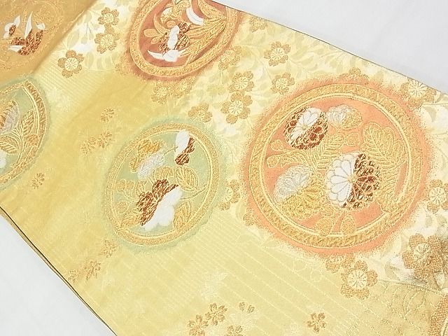 平和屋着物◎六通柄袋帯 唐織 花丸文 金糸 逸品 BAAF7137ns