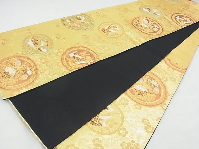 平和屋着物◎六通柄袋帯 唐織 花丸文 金糸 逸品 BAAF7137ns