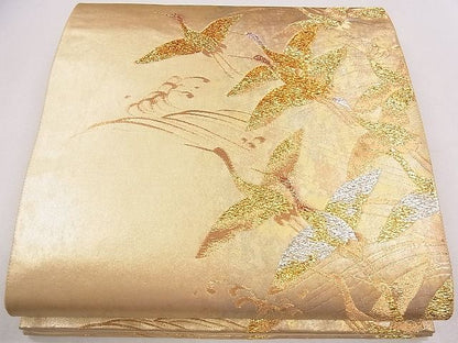平和屋着物■六通柄袋帯 琳派 群鶴図 金銀糸 引箔 逸品 CAAE4305eg
