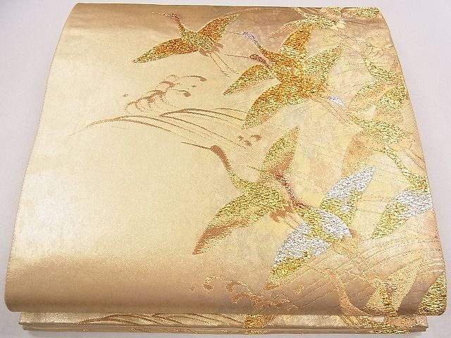 平和屋着物■六通柄袋帯 琳派 群鶴図 金銀糸 引箔 逸品 CAAE4305eg