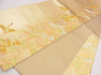 平和屋着物■六通柄袋帯 琳派 群鶴図 金銀糸 引箔 逸品 CAAE4305eg