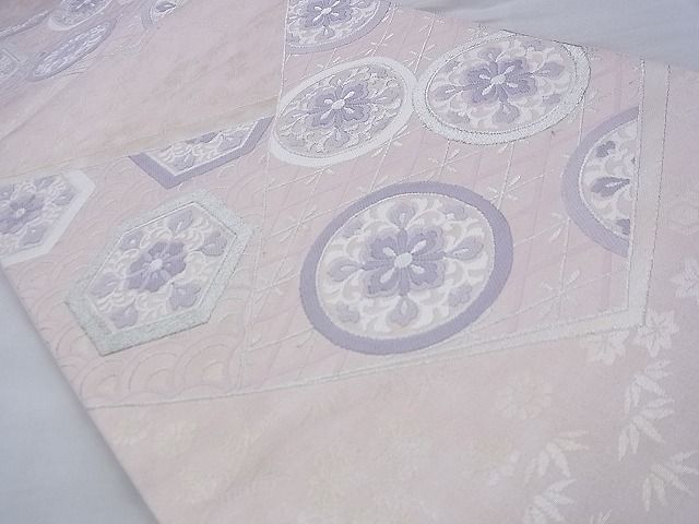 平和屋着物◎六通柄袋帯 唐織 花丸文 銀糸 逸品 BAAE9101ph