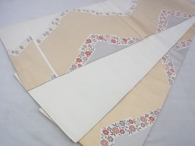 平和屋着物◎全通柄袋帯 唐織 松皮菱花文 金糸 逸品 BAAE9107ph