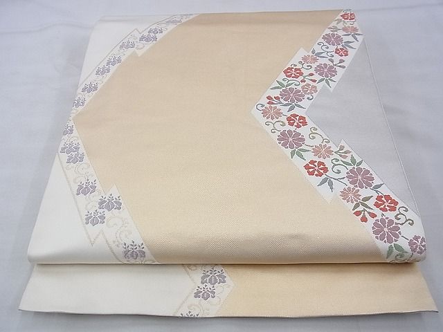 平和屋着物◎全通柄袋帯 唐織 松皮菱花文 金糸 逸品 BAAE9107ph