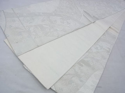 平和屋着物◎六通柄袋帯 唐織 花鳥文 銀糸 逸品 BAAE9110ph